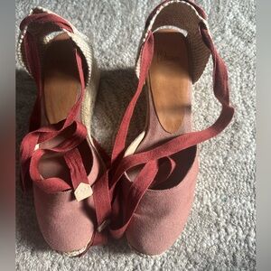 Castaner Women's Rose and Tan Espadrille Wedges